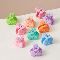 10 Pcs Ribbon Rubber Coated Mini Claw Hair Clips
