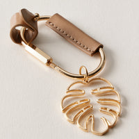Tropical Palm Leaf Keychain | Faux Leather Key Holder