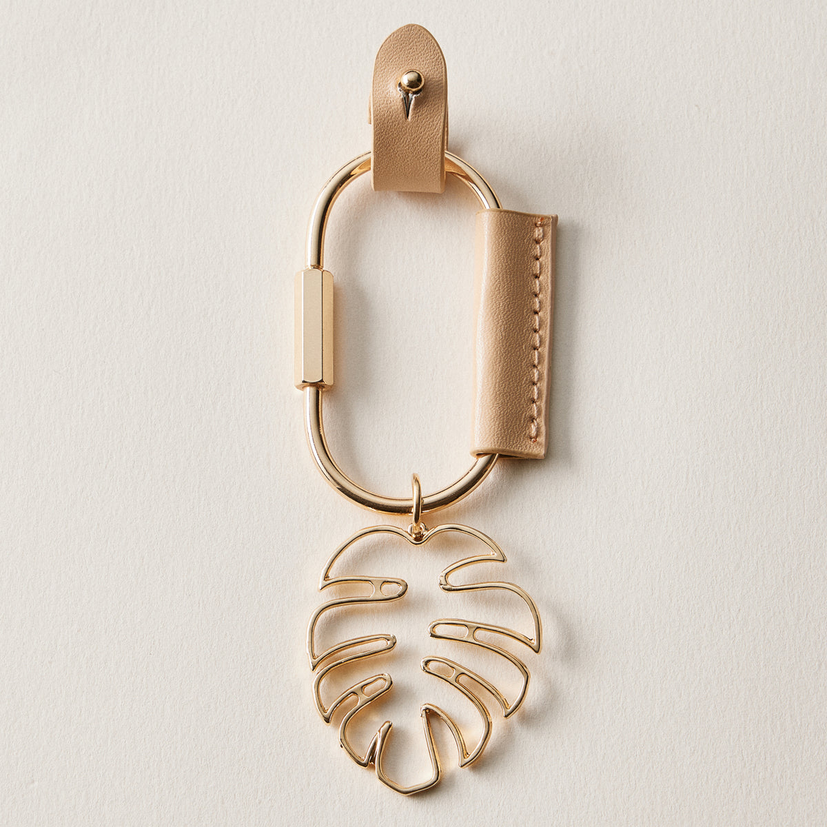 Tropical Palm Leaf Keychain | Faux Leather Key Holder