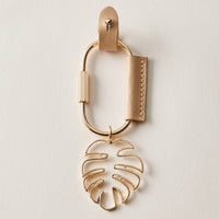 Tropical Palm Leaf Keychain | Faux Leather Key Holder