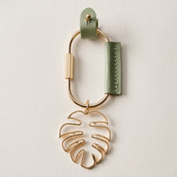 Tropical Palm Leaf Keychain | Faux Leather Key Holder