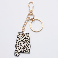 Genuine Leather Animal Print Alabama State Keychains