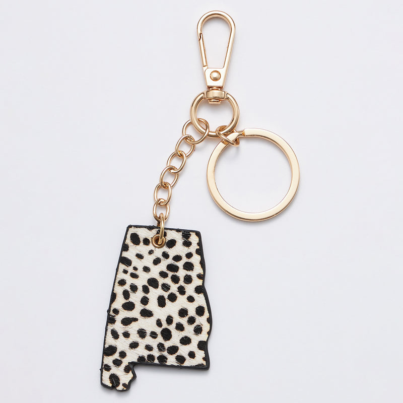 Genuine Leather Animal Print Alabama State Keychains