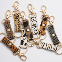 Genuine Leather Animal Print Key Chains