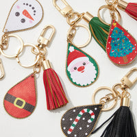 Christmas Tassel Keychain | Faux Leather Holiday Bag Charm