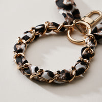 Silk Scarf Chain Wristlet Keychain – Gold Chain Acent