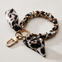 Silk Scarf Chain Wristlet Keychain – Gold Chain Acent