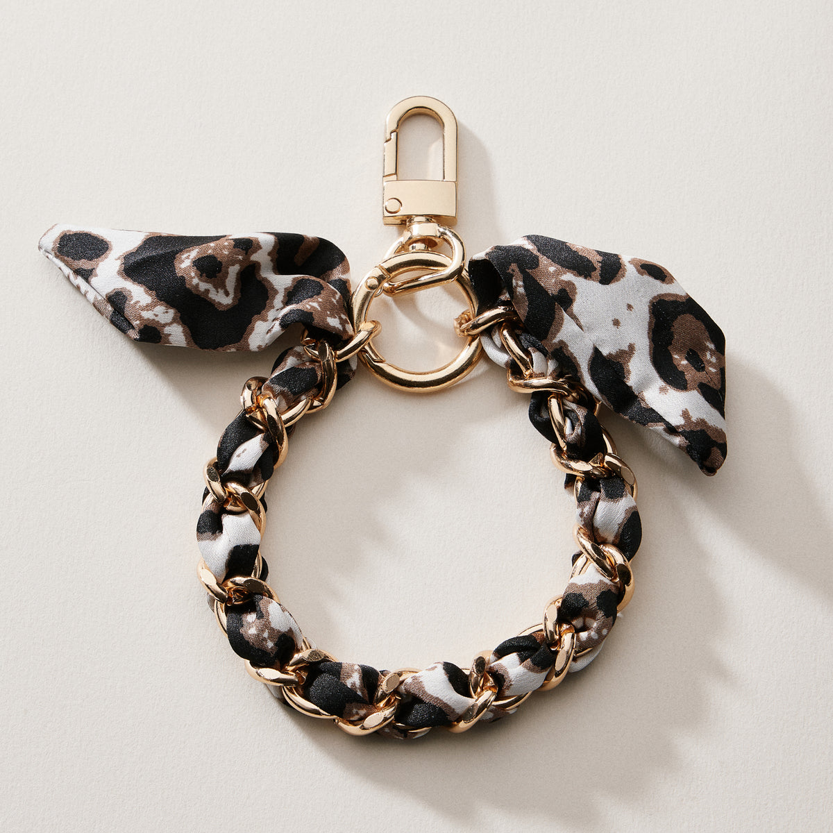 Silk Scarf Chain Wristlet Keychain – Gold Chain Acent