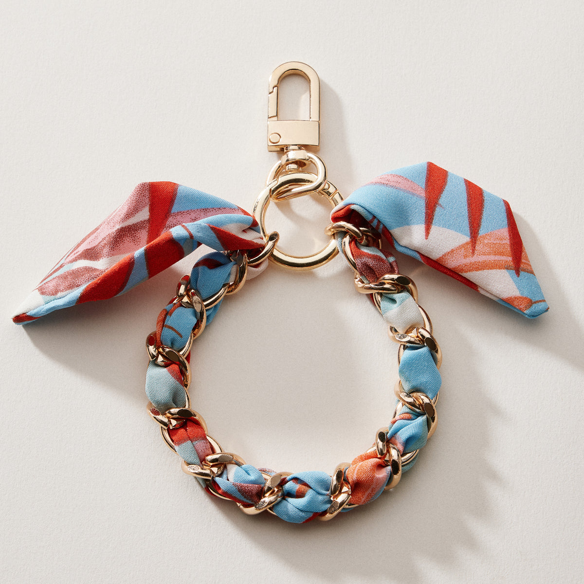 Silk Scarf Chain Wristlet Keychain – Gold Chain Acent