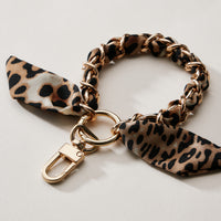 Silk Scarf Chain Wristlet Keychain – Gold Chain Acent