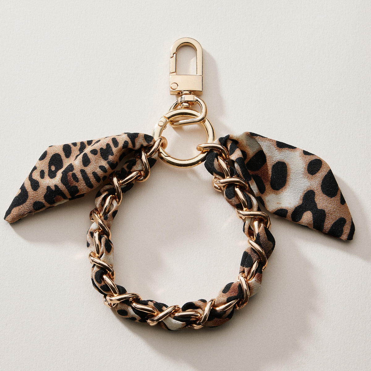 Silk Scarf Chain Wristlet Keychain – Gold Chain Acent