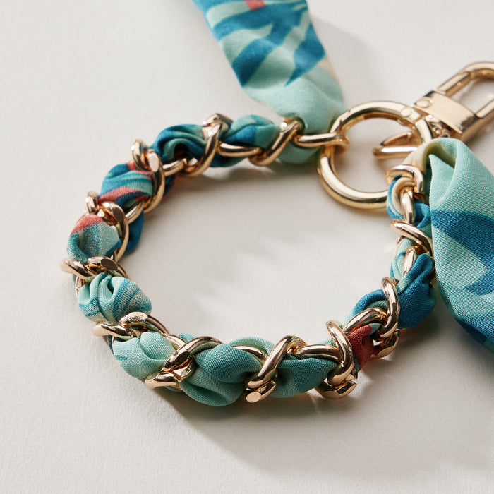 Silk Scarf Chain Wristlet Keychain – Gold Chain Acent