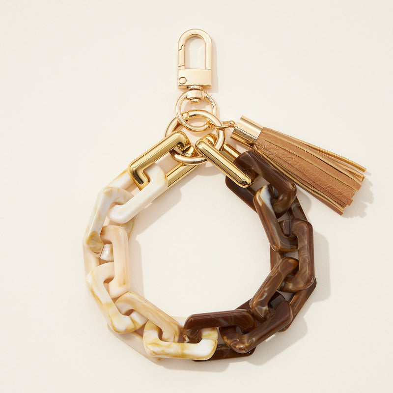 Two Tone Mixed Resin Chain Keychains with Tassel