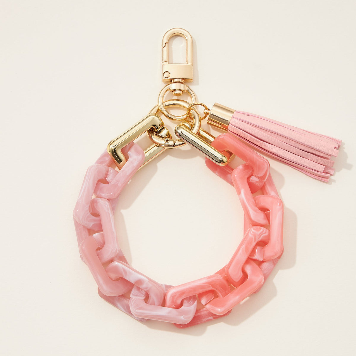 two tone resin wristlet keychains with tassel