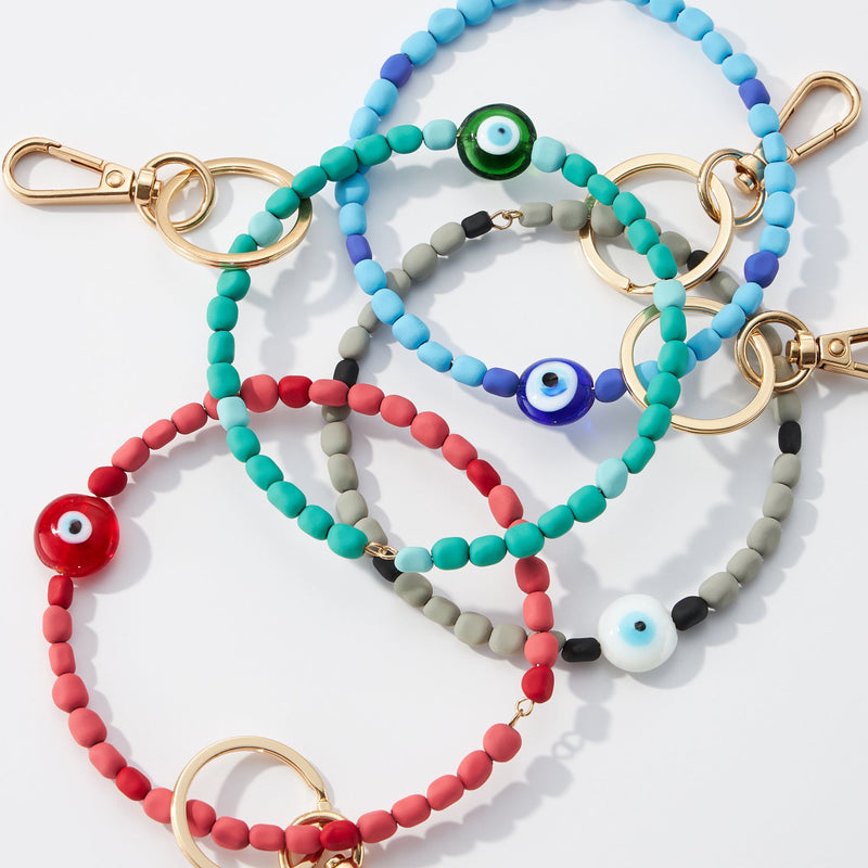 Evil Eye Silicone Coated Bracelet Keychains