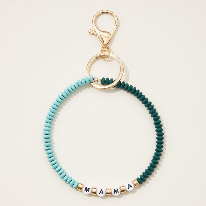 MAMA Silicone Coated Bead Bracelet Keychain