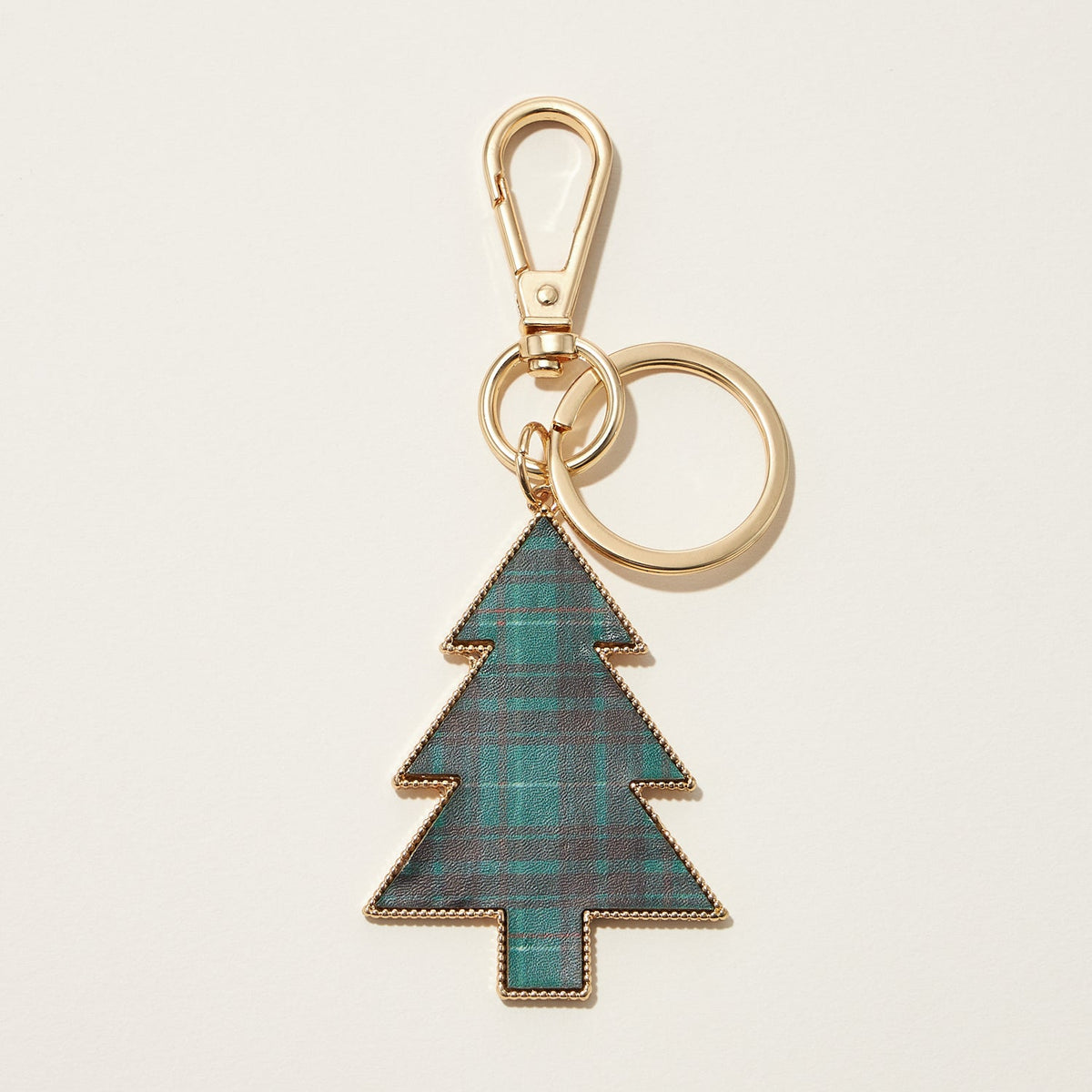 checkered christmas tree keychain