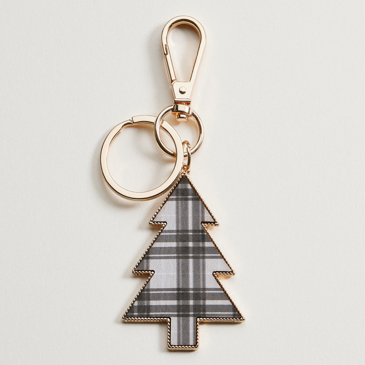 Tartan Christmas Tree Keychain | Faux Leather Holiday Bag Charm