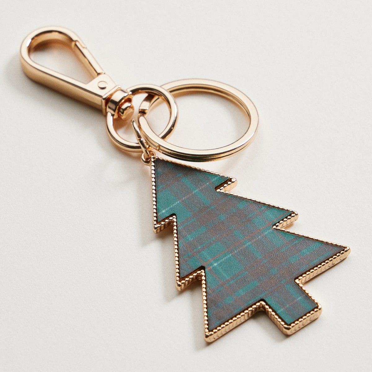 Tartan Christmas Tree Keychain | Faux Leather Holiday Bag Charm