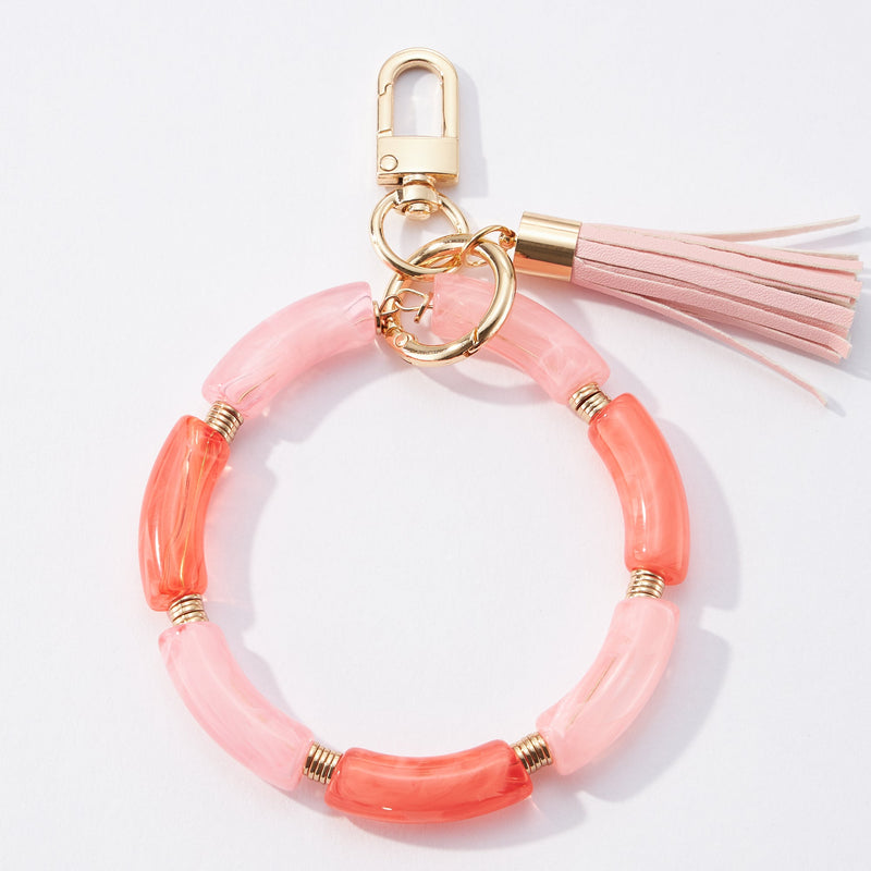 two tone resin wristlet keychains