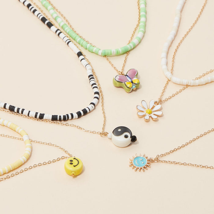 Rubber Beaded Layered Necklace