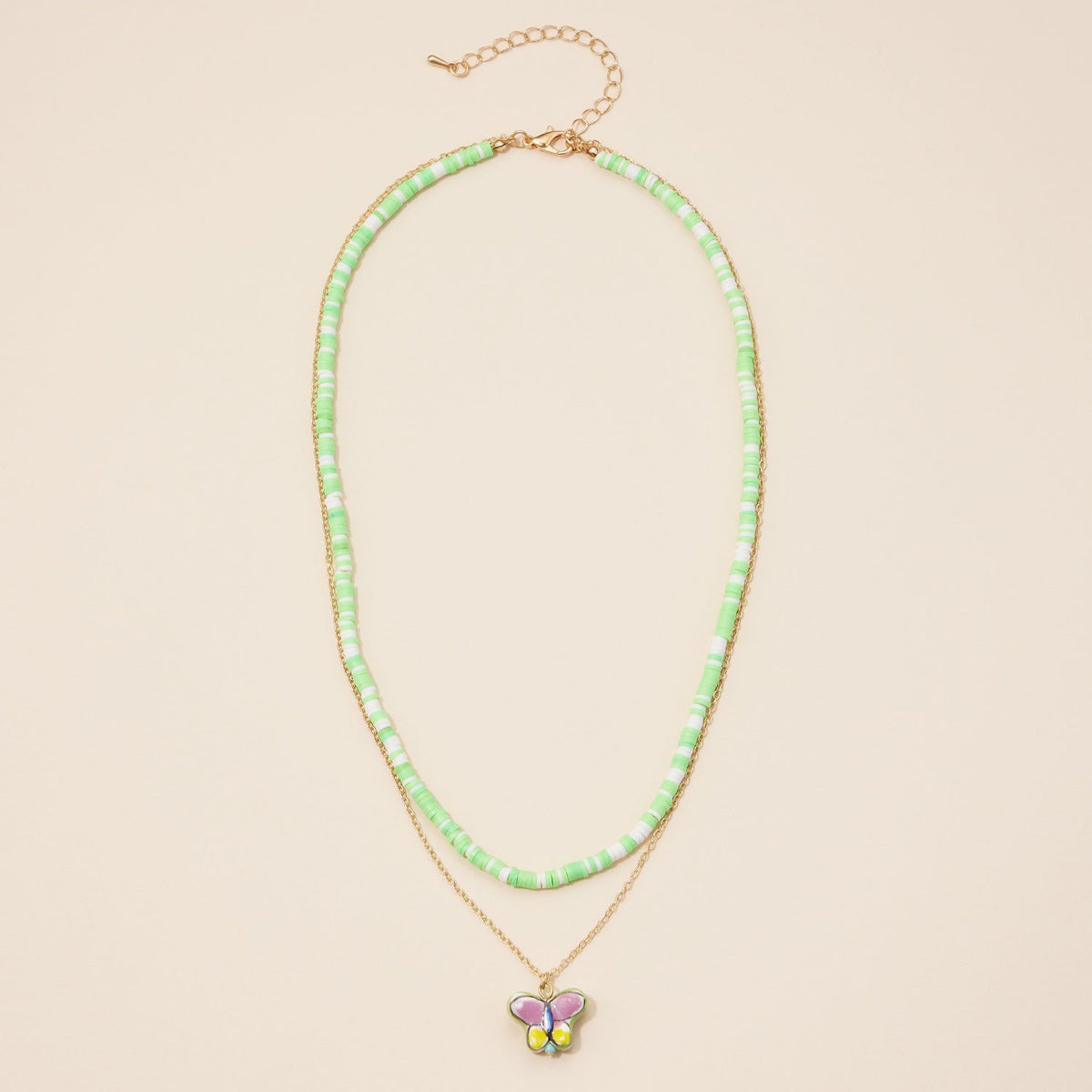 Rubber Beaded Layered Necklace