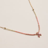 Awareness Pink Ribbon Beaded Necklace