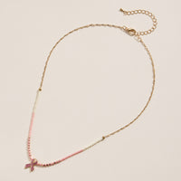 Awareness Pink Ribbon Beaded Necklace
