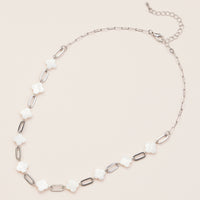 Mother of Pearl Clover Necklace – Elegant Gold Chain Link Necklace with Natural Shell Accents