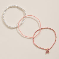 Pink Ribbon Stretch Bracelet Trio