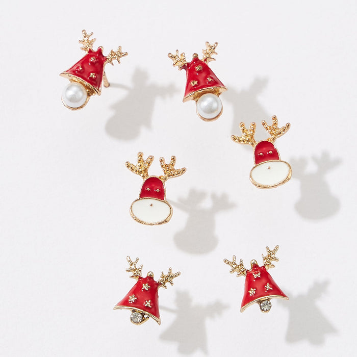Rudolph the Reindeer Enamel Earring 6 pcs Set