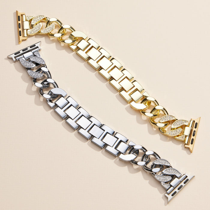 Stylish Gold and Silver Stainless Chain Apple Watch Bands Modern and Elegant Design