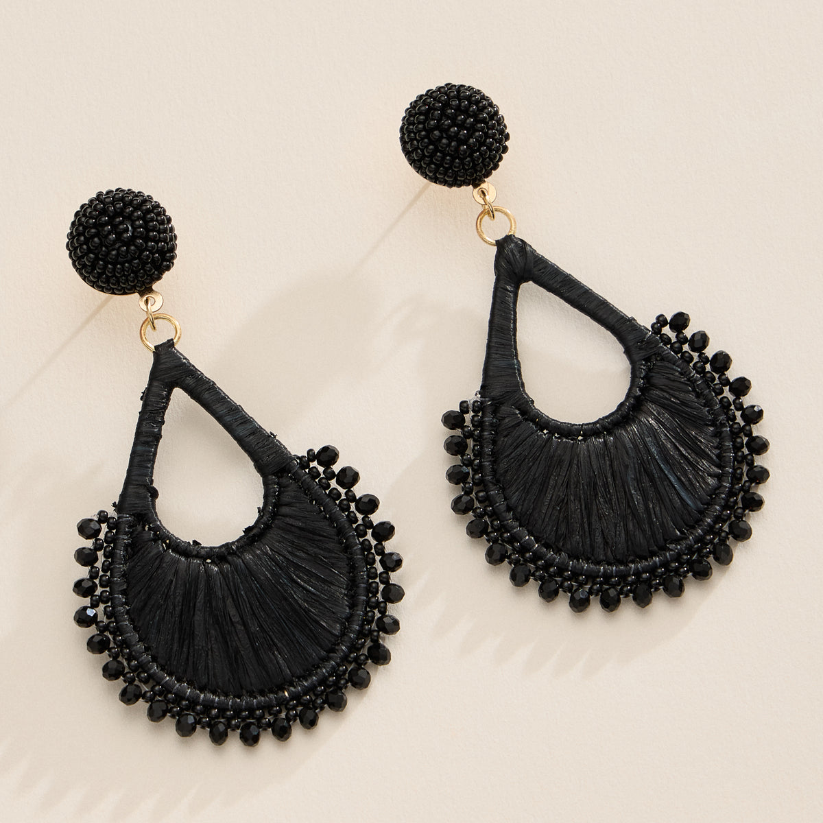 Raffia Teardrop Statement Earrings – Lightweight Beaded Dangle Earrings