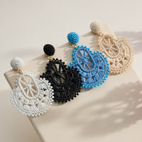 Raffia Fan Statement Earrings – Lightweight Boho Drop Earrings