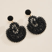 Raffia Fan Statement Earrings – Lightweight Boho Drop Earrings