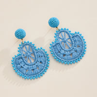 Raffia Fan Statement Earrings – Lightweight Boho Drop Earrings