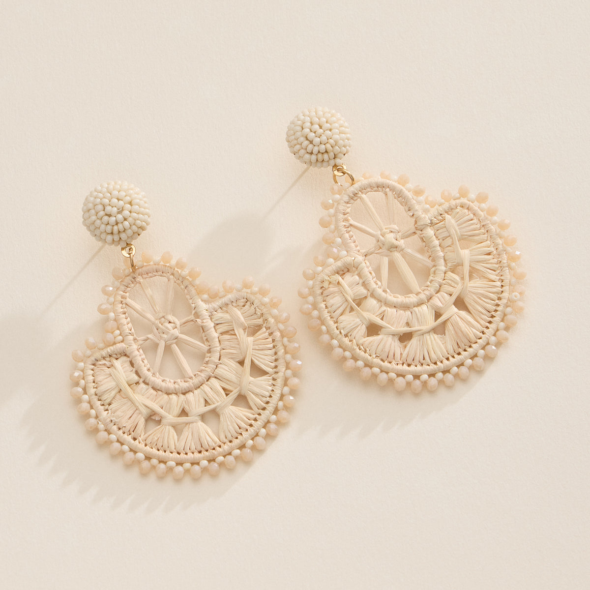 Raffia Fan Statement Earrings – Lightweight Boho Drop Earrings