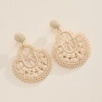 Raffia Fan Statement Earrings – Lightweight Boho Drop Earrings