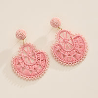 Raffia Fan Statement Earrings – Lightweight Boho Drop Earrings