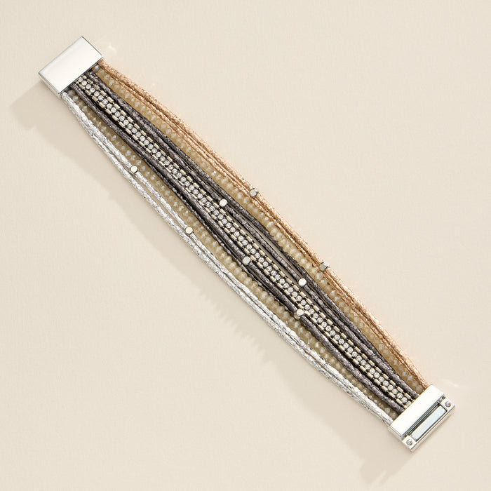 Multi-Strand Beaded Wrap Bracelet – Elegant Layered Cuff with Clasp