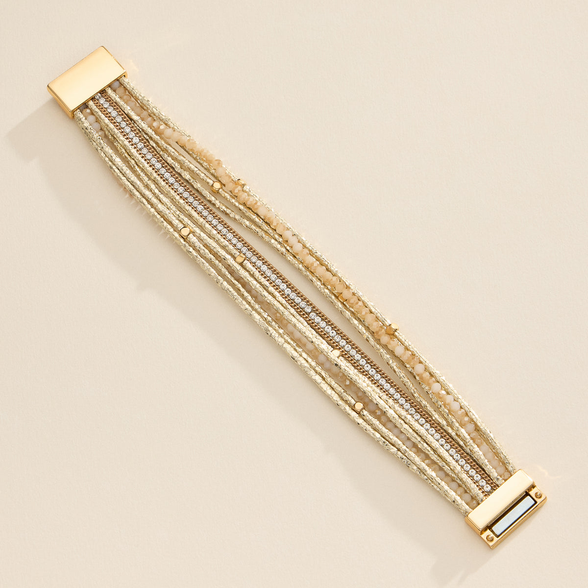 Multi-Strand Beaded Wrap Bracelet – Elegant Layered Cuff with Clasp