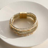 Multi-Strand Beaded Wrap Bracelet – Elegant Layered Cuff with Clasp