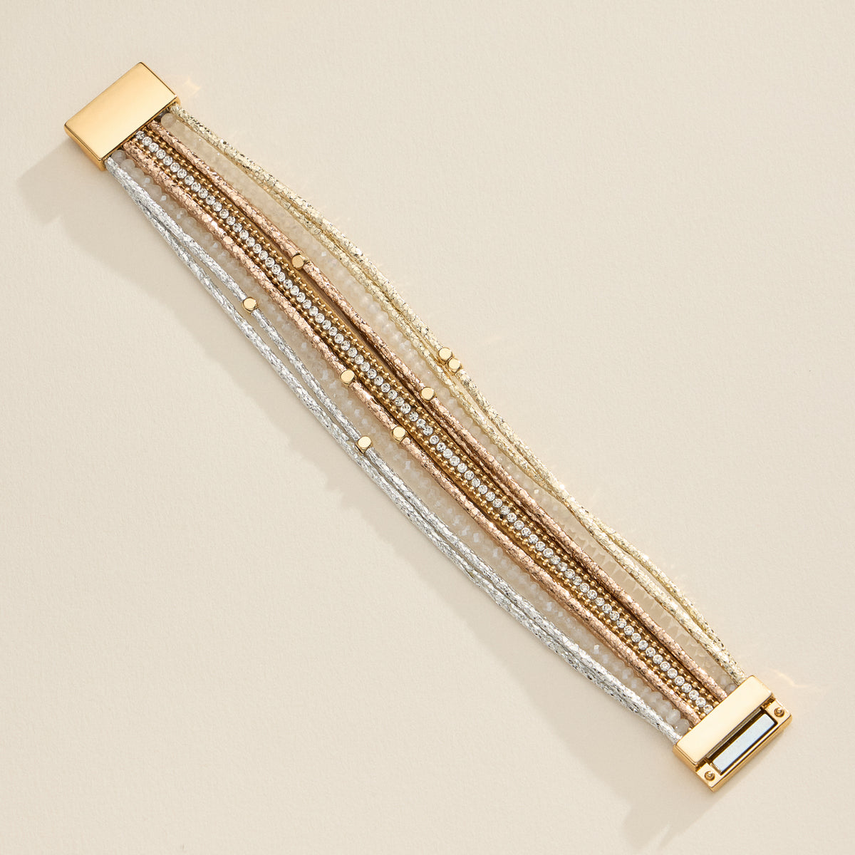 Multi-Strand Beaded Wrap Bracelet – Elegant Layered Cuff with Clasp