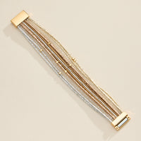 Multi-Strand Beaded Wrap Bracelet – Elegant Layered Cuff with Clasp