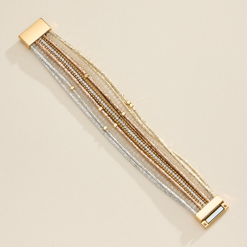 Multi-Strand Beaded Wrap Bracelet – Elegant Layered Cuff with Clasp