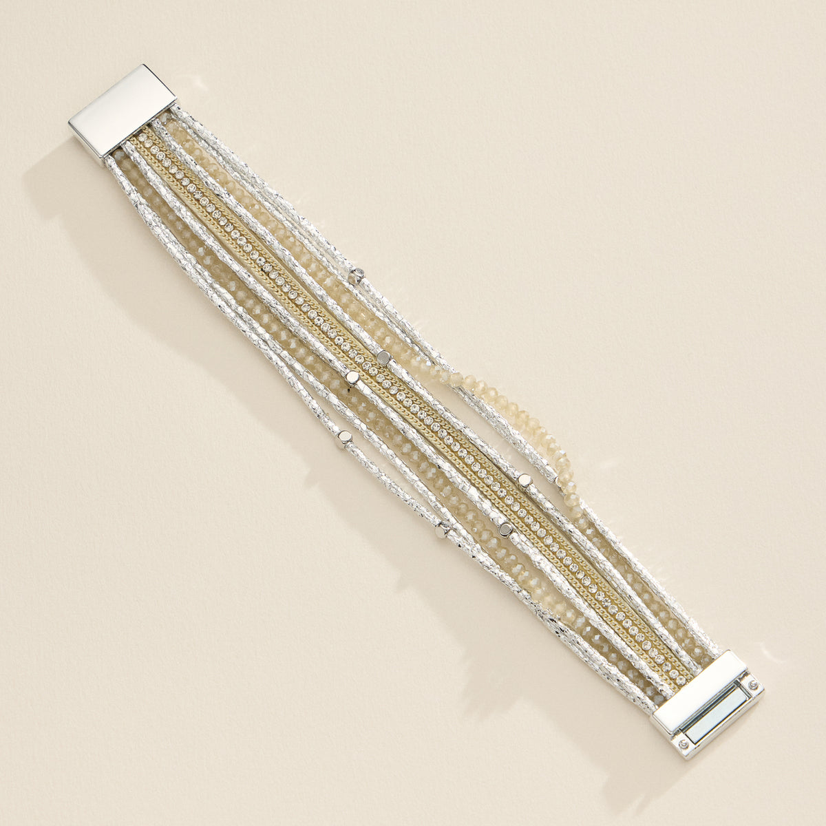 Multi-Strand Beaded Wrap Bracelet – Elegant Layered Cuff with Clasp