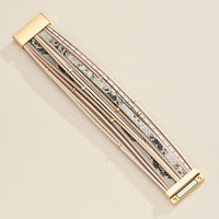Natural Stone Multi-Strand Wrap Bracelet – Boho Layered Cuff with Clasp