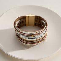 Natural Stone Multi-Strand Wrap Bracelet – Boho Layered Cuff with Clasp