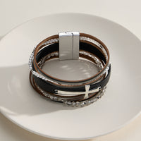 Natural Stone Cross Wrap Bracelet – Multi-Strand Faith-Inspired Cuff