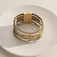Natural Stone Cross Wrap Bracelet – Multi-Strand Faith-Inspired Cuff